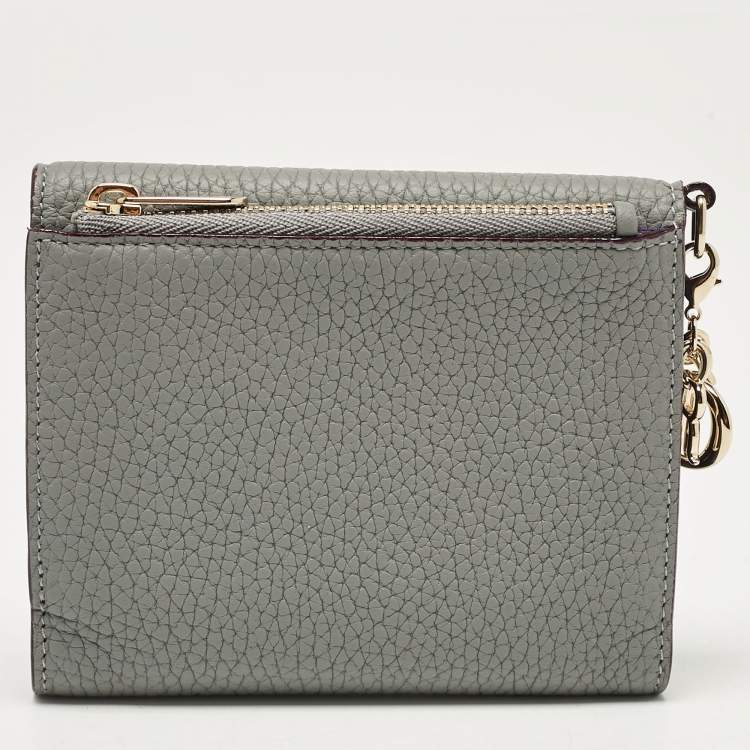 Pre Owned Dior Grey Leather Diorissimo Envelope Compact Wallet