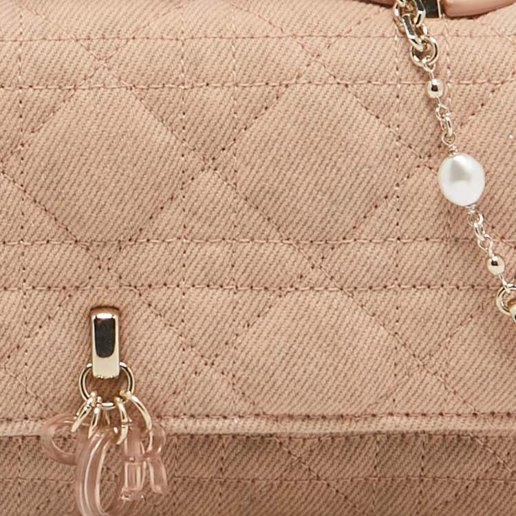 Pre Owned Dior Beige Cannage Fabric Mini My Dior Top Handle Bag