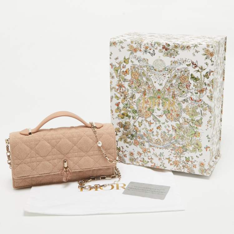 Pre Owned Dior Beige Cannage Fabric Mini My Dior Top Handle Bag
