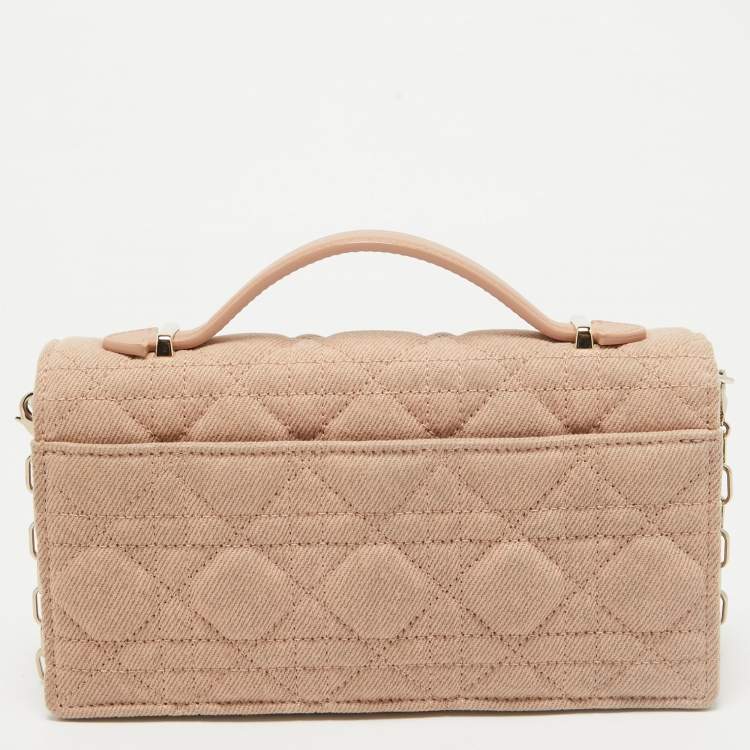 Pre Owned Dior Beige Cannage Fabric Mini My Dior Top Handle Bag