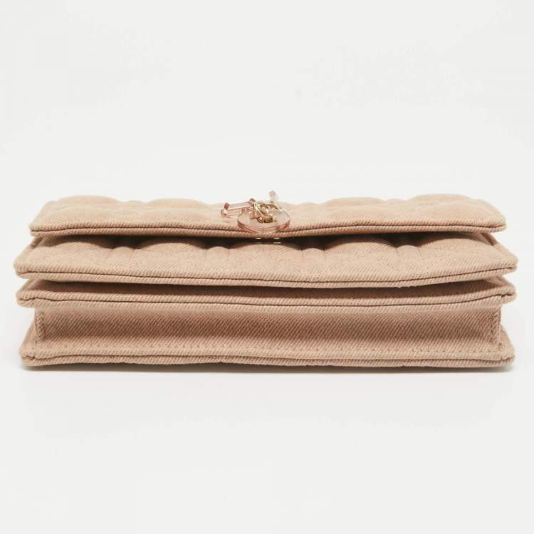 Pre Owned Dior Beige Cannage Fabric Mini My Dior Top Handle Bag