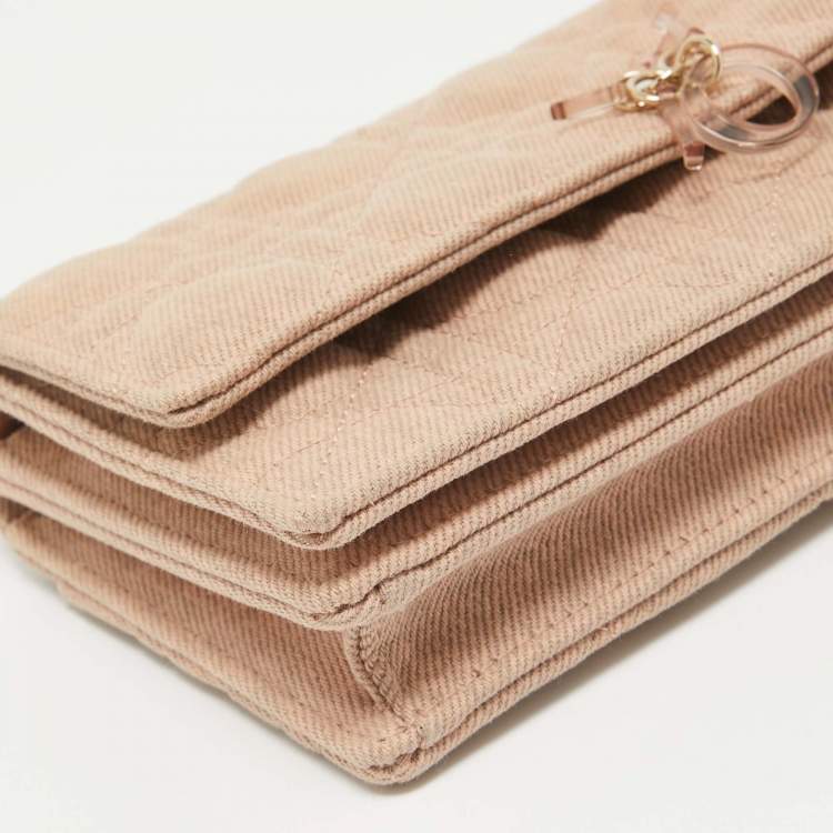 Pre Owned Dior Beige Cannage Fabric Mini My Dior Top Handle Bag