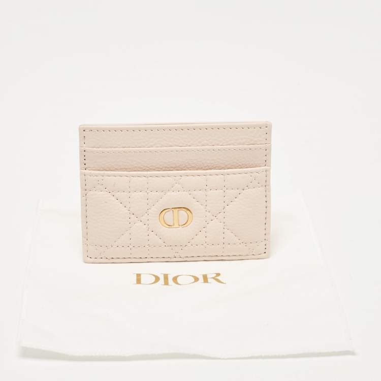 Pre Owned Dior Powder Pink Cannage Leather Caro Freesia Card Holder
