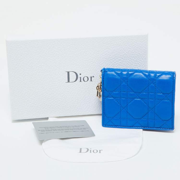 Pre Owned Dior Blue Cannage Quilted Leather Lady Dior Bifold Wallet