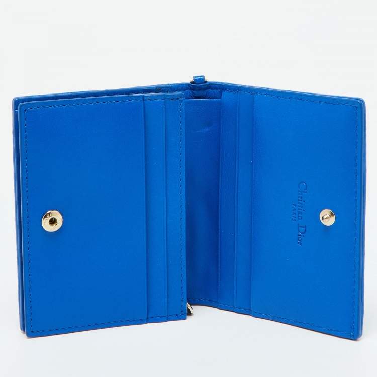 Pre Owned Dior Blue Cannage Quilted Leather Lady Dior Bifold Wallet