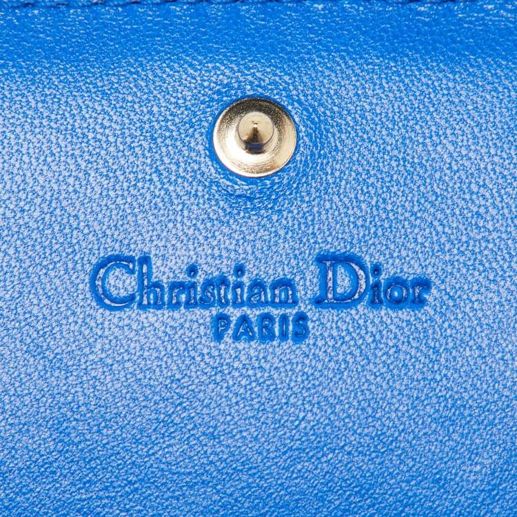 Pre Owned Dior Blue Cannage Quilted Leather Lady Dior Bifold Wallet
