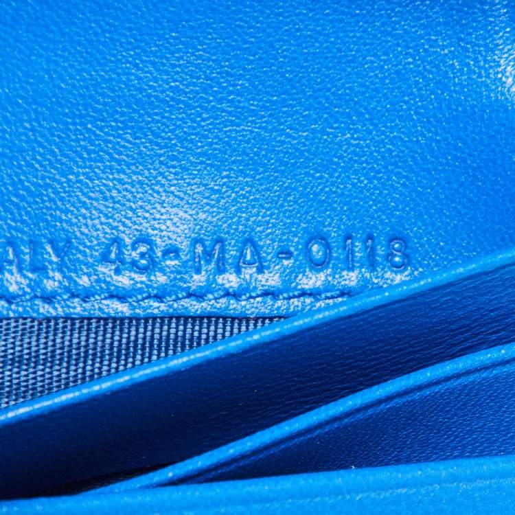 Pre Owned Dior Blue Cannage Quilted Leather Lady Dior Bifold Wallet
