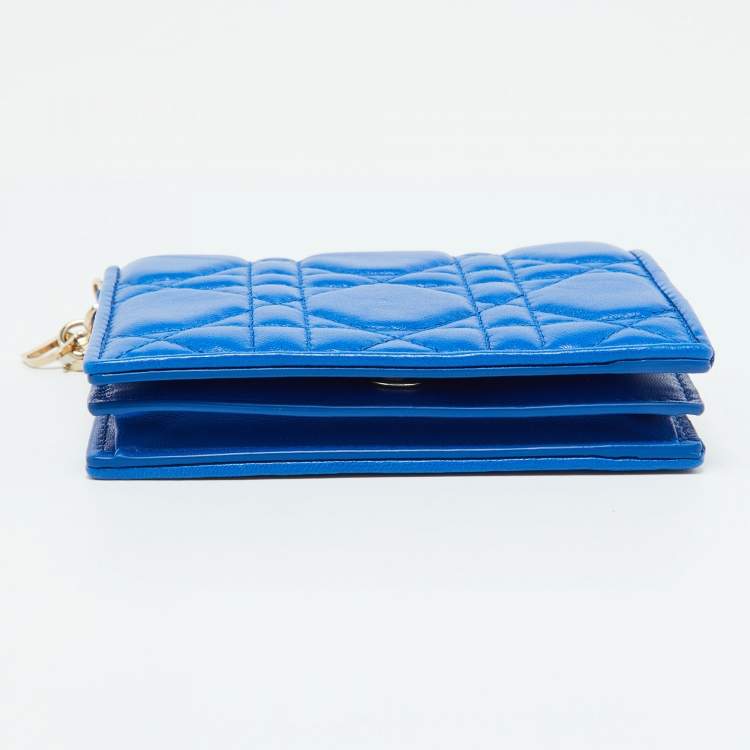 Pre Owned Dior Blue Cannage Quilted Leather Lady Dior Bifold Wallet
