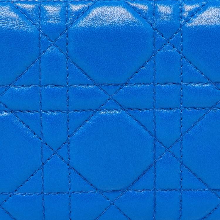 Pre Owned Dior Blue Cannage Quilted Leather Lady Dior Bifold Wallet