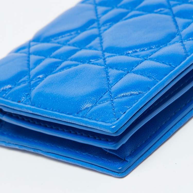 Pre Owned Dior Blue Cannage Quilted Leather Lady Dior Bifold Wallet