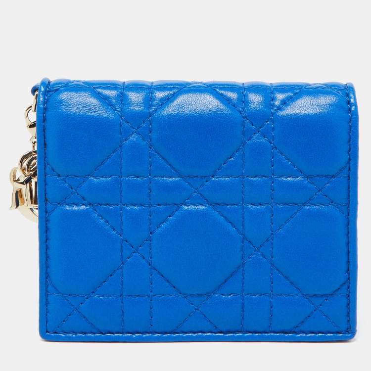 Pre Owned Dior Blue Cannage Quilted Leather Lady Dior Bifold Wallet