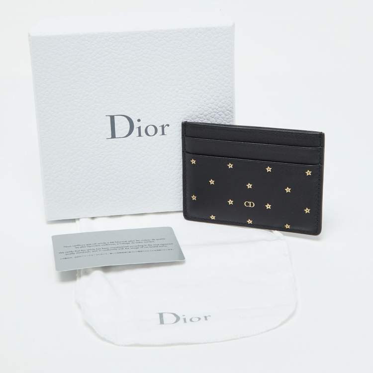 Pre Owned Dior Black Leather Star Card Holder