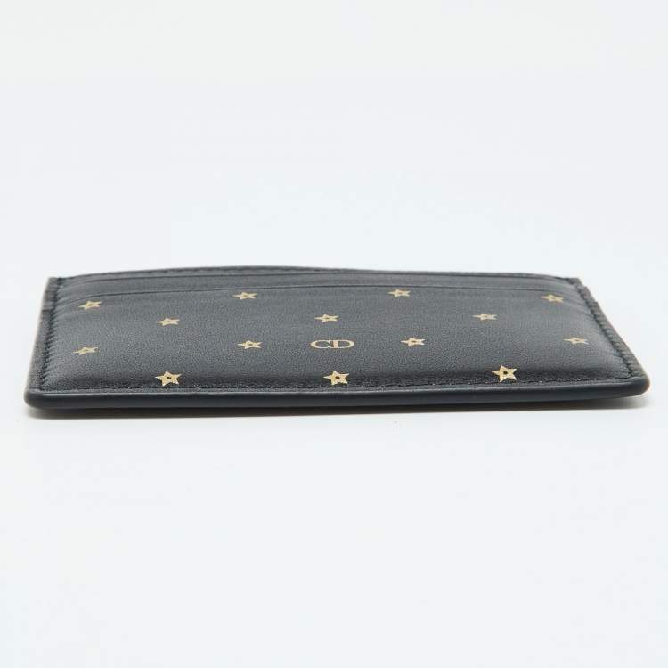 Pre Owned Dior Black Leather Star Card Holder