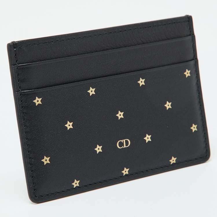 Pre Owned Dior Black Leather Star Card Holder