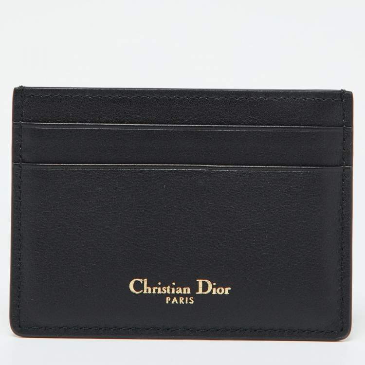 Pre Owned Dior Black Leather Star Card Holder