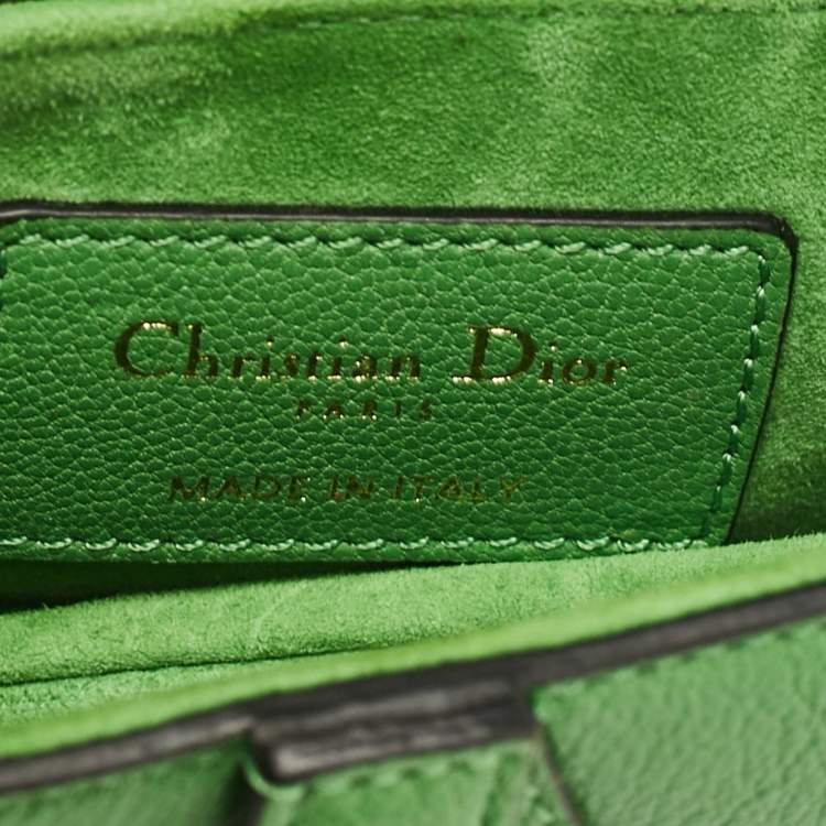 Pre Owned Dior Green Leather Micro Saddle Bag