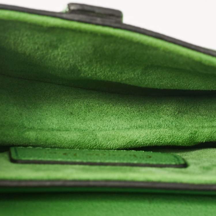 Pre Owned Dior Green Leather Micro Saddle Bag
