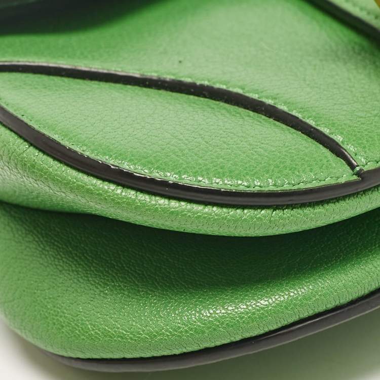 Pre Owned Dior Green Leather Micro Saddle Bag