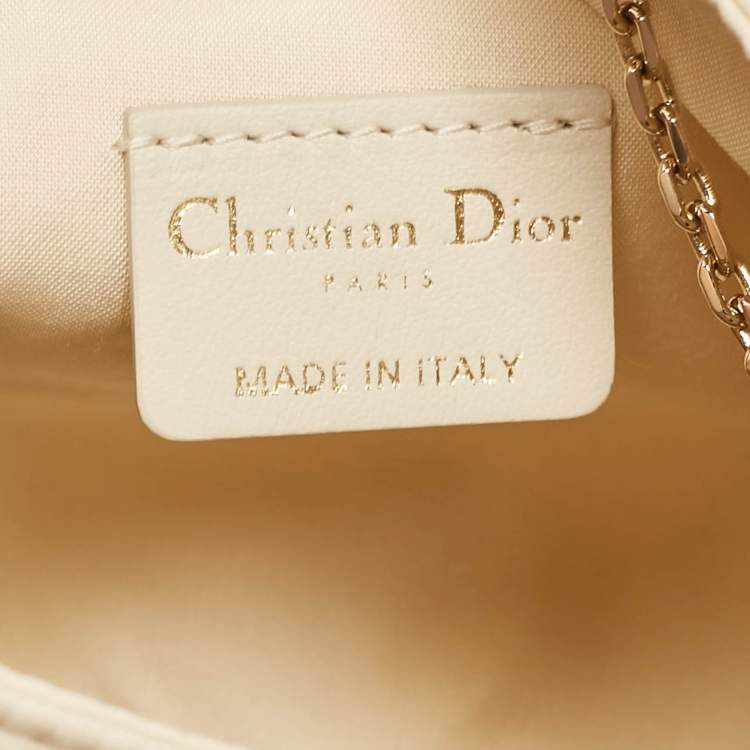 Pre Owned Dior Dusty Ivory Cannage Beaded Fabric Dream Bucket Bag