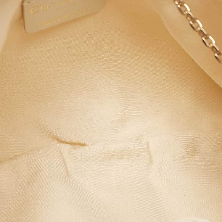 Pre Owned Dior Dusty Ivory Cannage Beaded Fabric Dream Bucket Bag