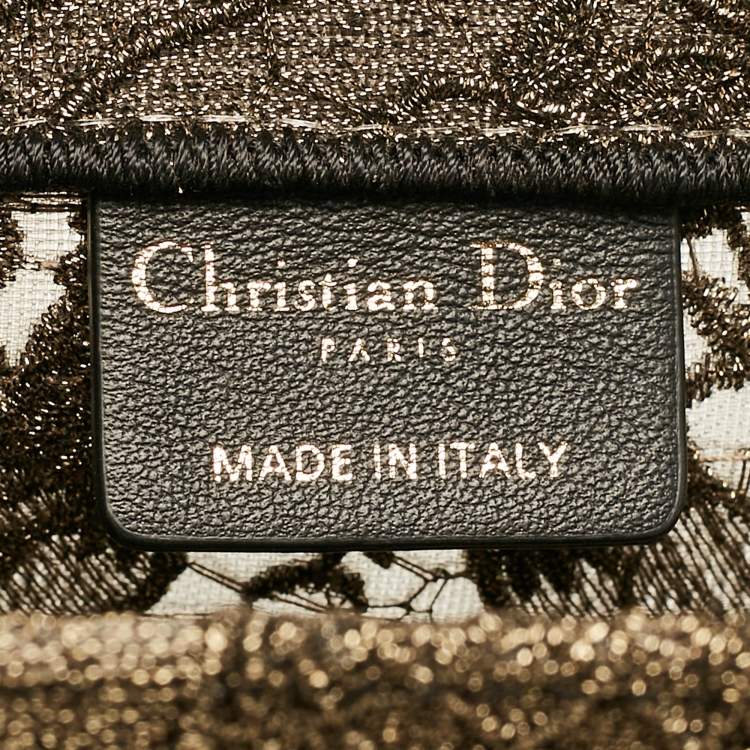 Pre Owned Dior Metallic Gold Embroidered Mesh Medium Book Tote 