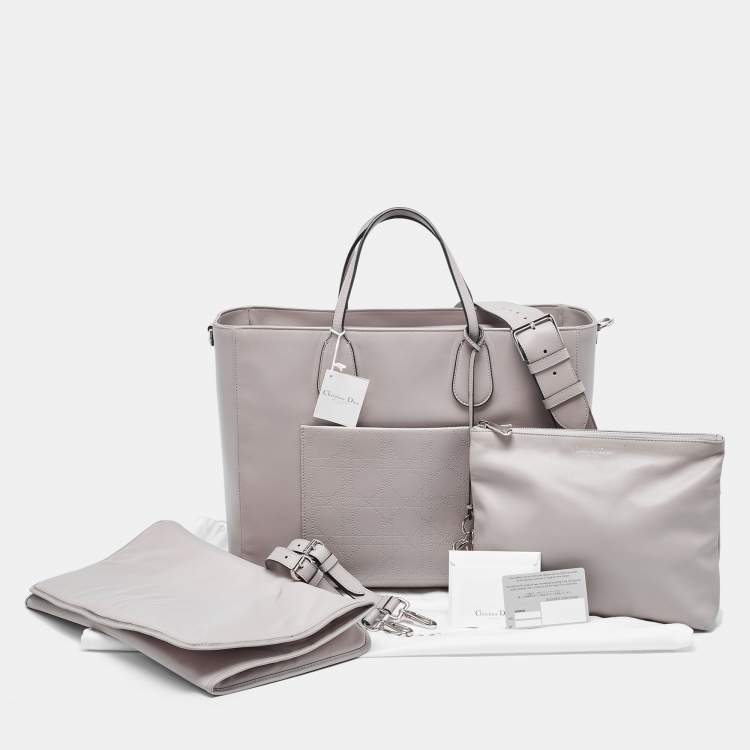 Pre Owned Dior Grey Cannage Leather Nappy Diaper Bag 