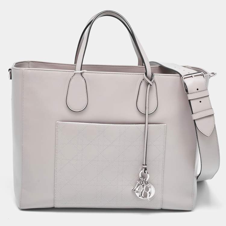 Pre Owned Dior Grey Cannage Leather Nappy Diaper Bag 