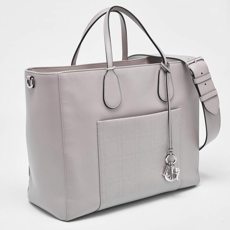 Pre Owned Dior Grey Cannage Leather Nappy Diaper Bag 