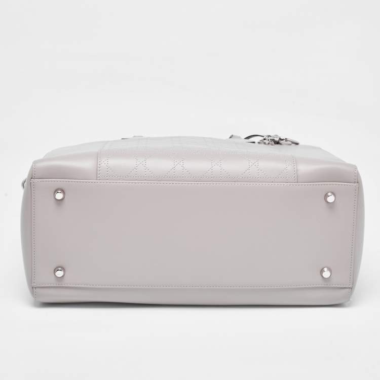 Pre Owned Dior Grey Cannage Leather Nappy Diaper Bag 