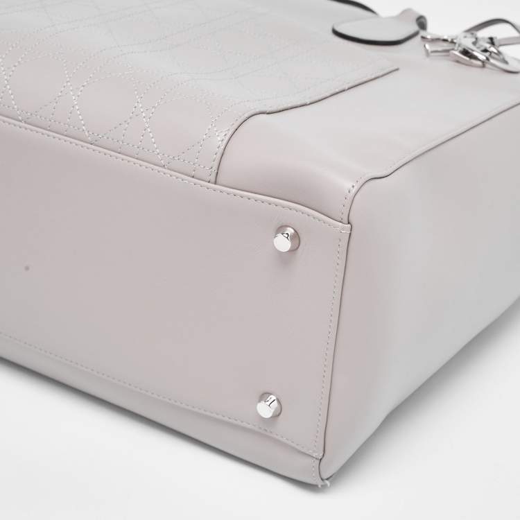 Pre Owned Dior Grey Cannage Leather Nappy Diaper Bag 