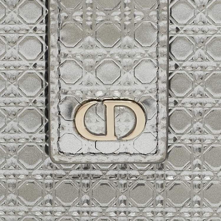 Pre Owned Dior Grey Micro Cannage Leather 30 Montaigne 5 Gusset Card Holder