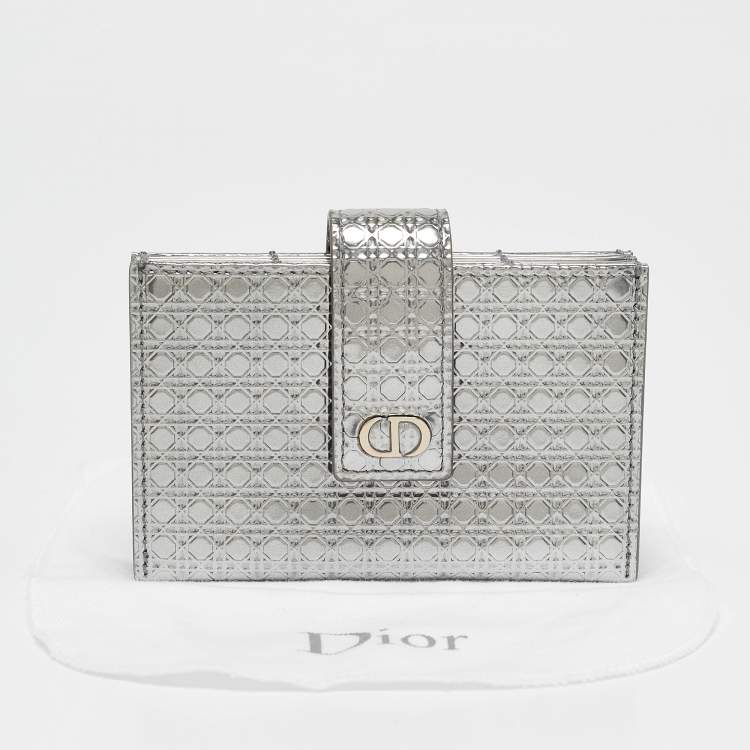 Pre Owned Dior Grey Micro Cannage Leather 30 Montaigne 5 Gusset Card Holder