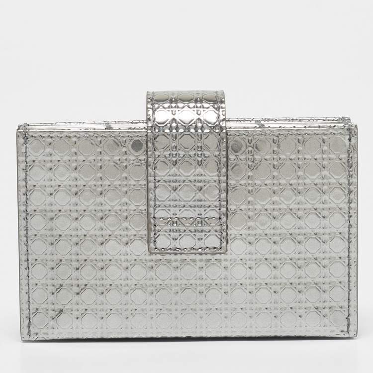 Pre Owned Dior Grey Micro Cannage Leather 30 Montaigne 5 Gusset Card Holder