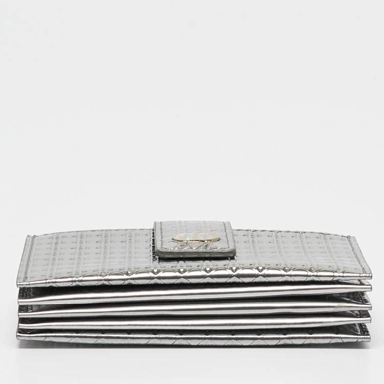Pre Owned Dior Grey Micro Cannage Leather 30 Montaigne 5 Gusset Card Holder