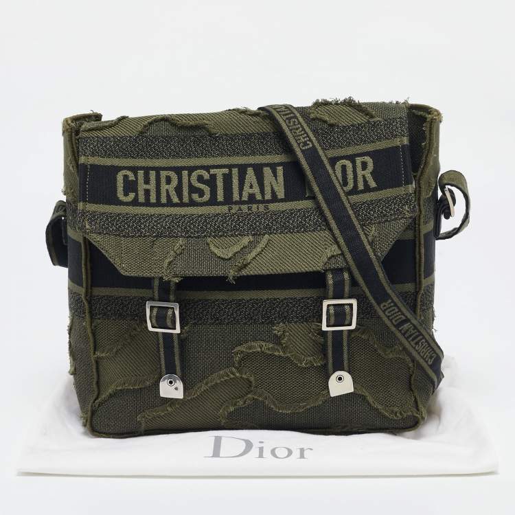 Pre Owned Dior Green Embroidered Canvas Diorcamp Messenger Bag