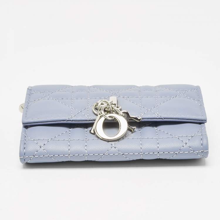 Pre Owned Dior Blue Cannage Leather My Dior Glycine Wallet