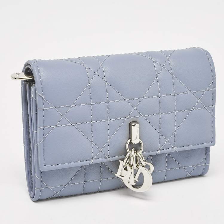 Pre Owned Dior Blue Cannage Leather My Dior Glycine Wallet