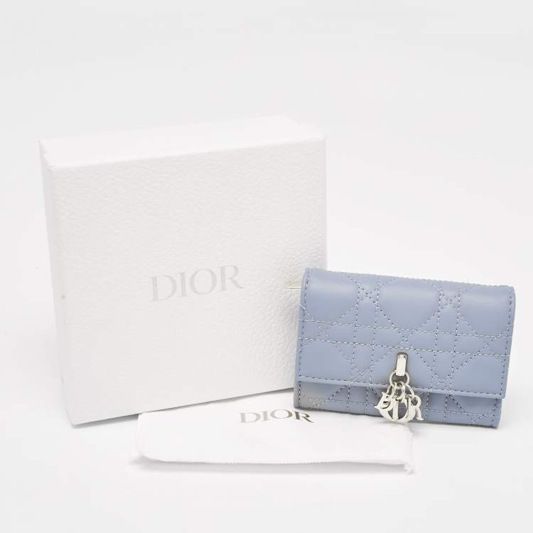 Pre Owned Dior Blue Cannage Leather My Dior Glycine Wallet
