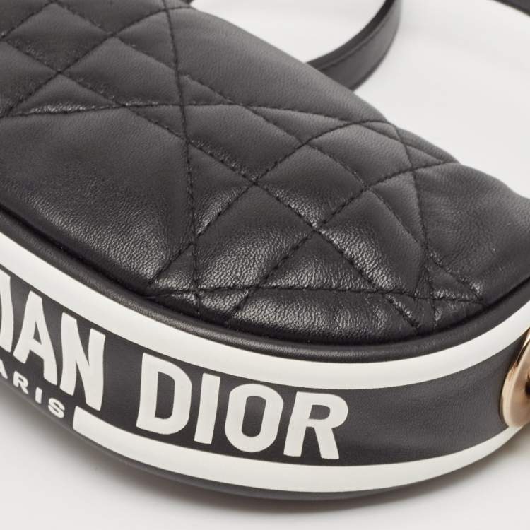 Pre Owned Dior Black/White Macro Cannage Leather Micro Vibe Hobo