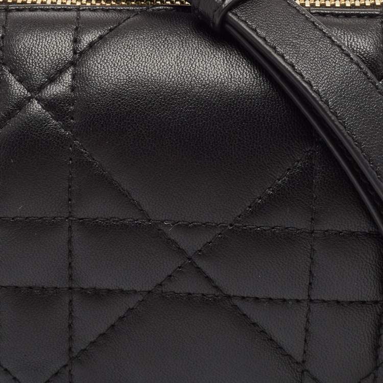 Pre Owned Dior Black/White Macro Cannage Leather Micro Vibe Hobo