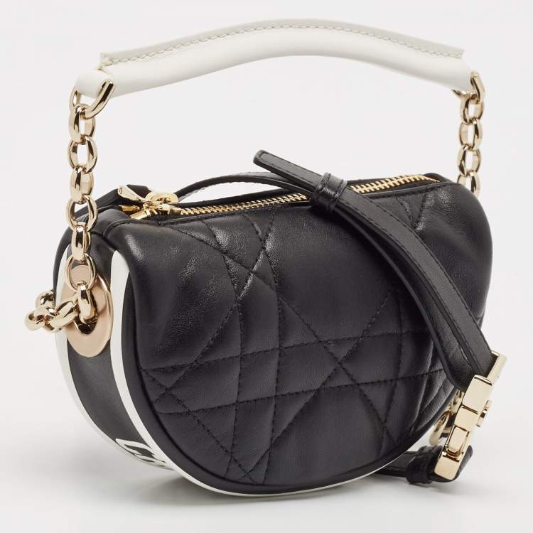 Pre Owned Dior Black/White Macro Cannage Leather Micro Vibe Hobo