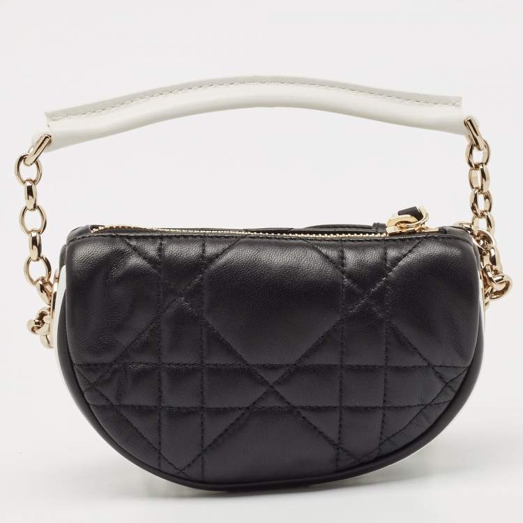 Pre Owned Dior Black/White Macro Cannage Leather Micro Vibe Hobo