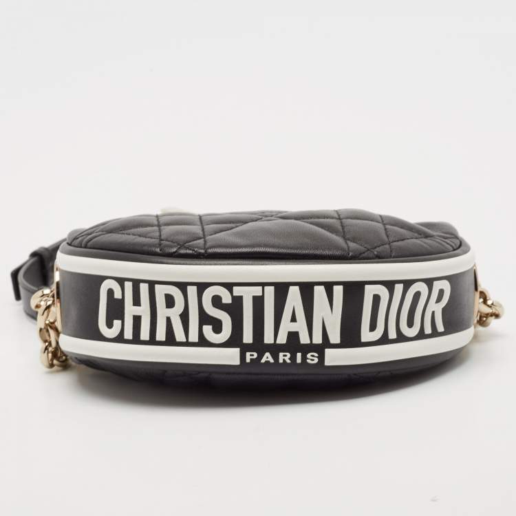 Pre Owned Dior Black/White Macro Cannage Leather Micro Vibe Hobo