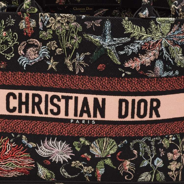 Pre Owned Dior Multicolor Embroidered Canvas Medium Book Tote