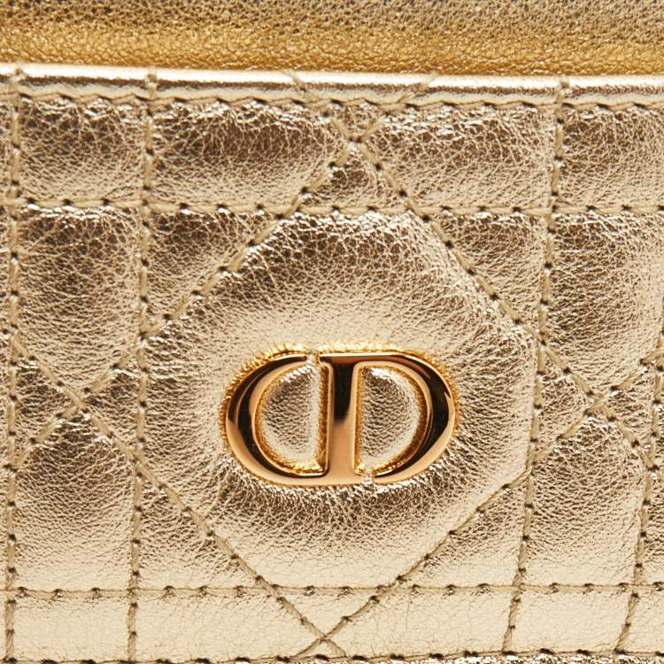 مملوكة مسبقًا Dior Gold Cannage Leather 30 Montaigne Card Holder