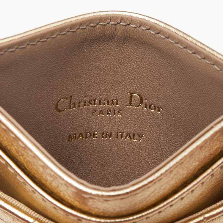 مملوكة مسبقًا Dior Gold Cannage Leather 30 Montaigne Card Holder