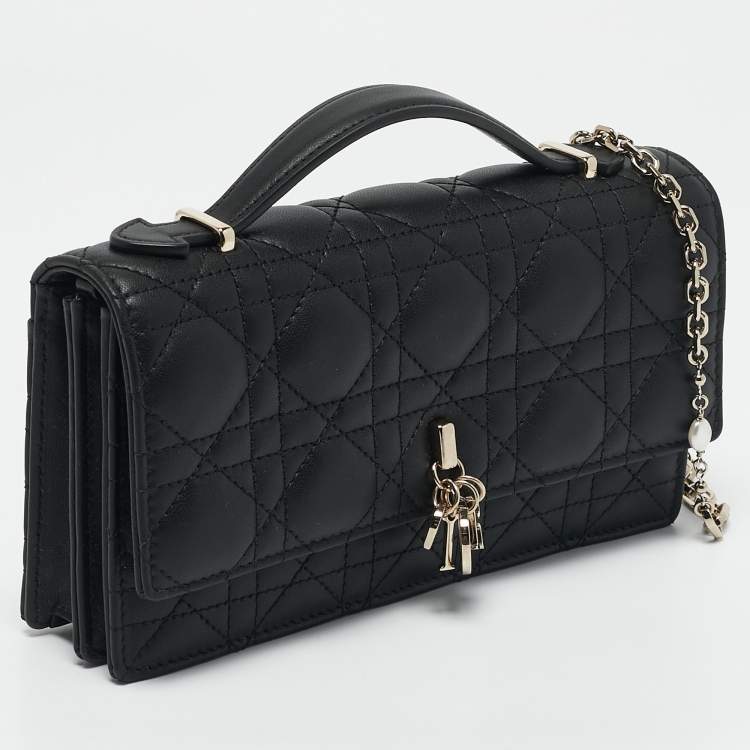 Pre Owned Dior Black Cannage Leather Mini My Dior Top Handle Bag