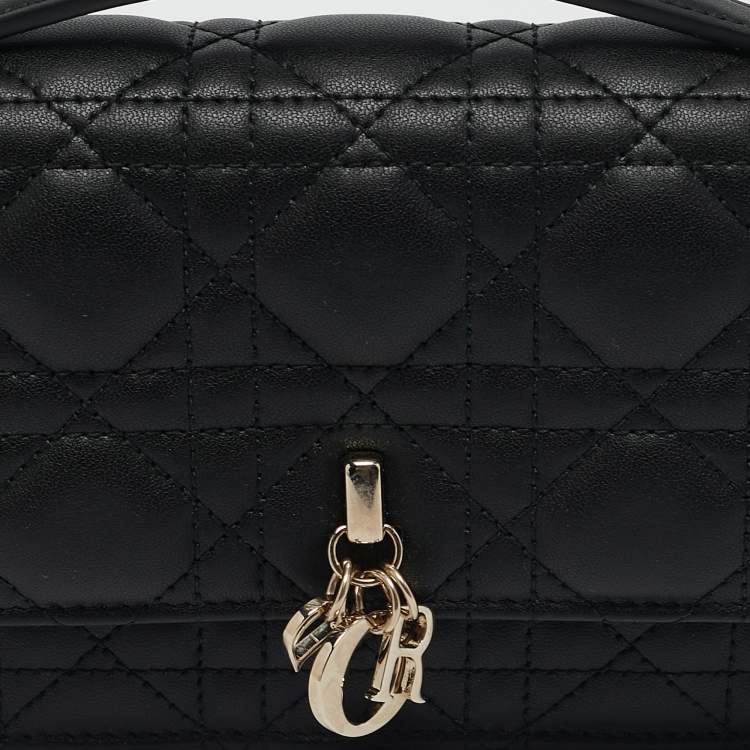 Pre Owned Dior Black Cannage Leather Mini My Dior Top Handle Bag