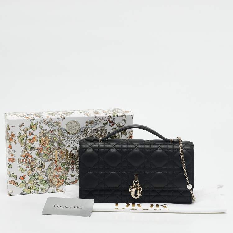 Pre Owned Dior Black Cannage Leather Mini My Dior Top Handle Bag