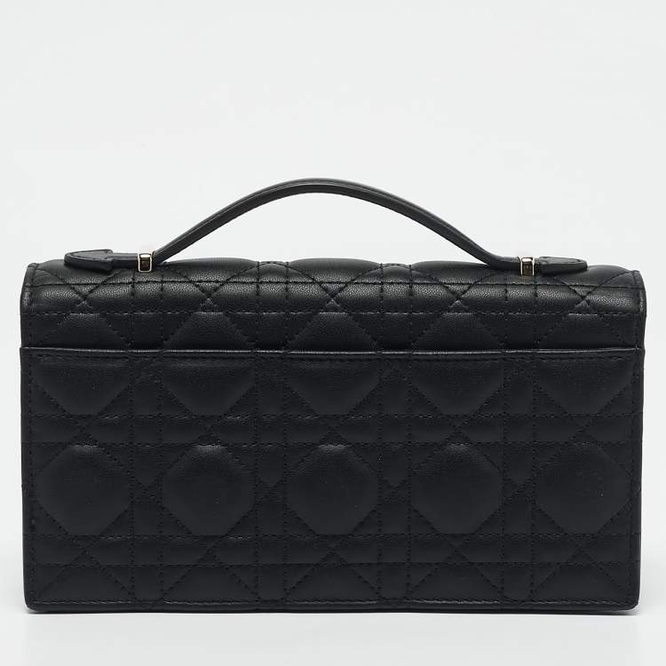 Pre Owned Dior Black Cannage Leather Mini My Dior Top Handle Bag